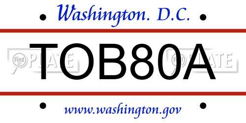 TOB80A District Of Columbia License Plate