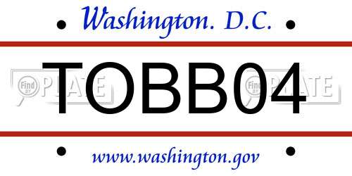 TOBB04 District Of Columbia License Plate