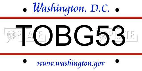 TOBG53 District Of Columbia License Plate