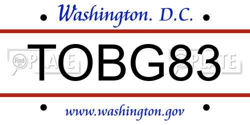 TOBG83 District Of Columbia License Plate