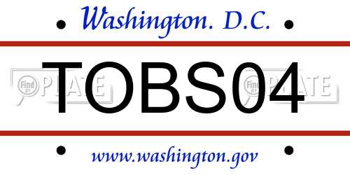 TOBS04 District Of Columbia License Plate