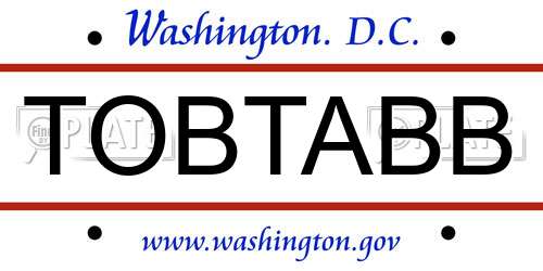 TOBTABB District Of Columbia License Plate