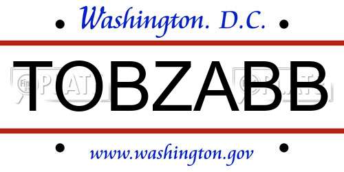 TOBZABB District Of Columbia License Plate