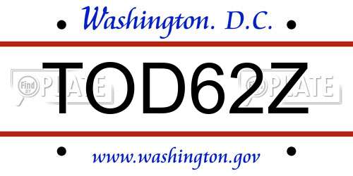 TOD62Z District Of Columbia License Plate