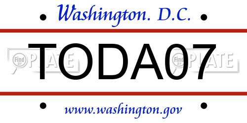 TODA07 District Of Columbia License Plate