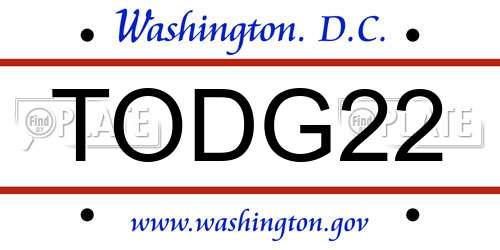 TODG22 District Of Columbia License Plate