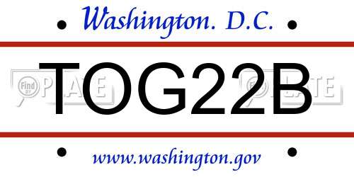 TOG22B District Of Columbia License Plate