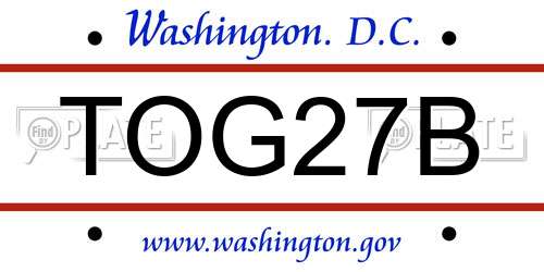 TOG27B District Of Columbia License Plate