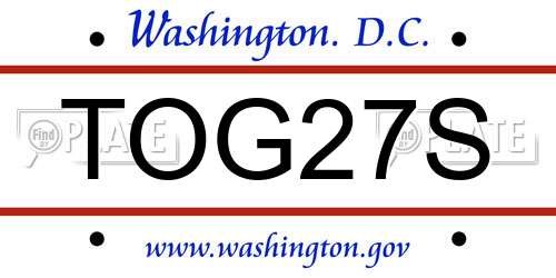 TOG27S District Of Columbia License Plate
