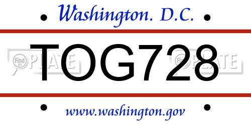 TOG728 District Of Columbia License Plate