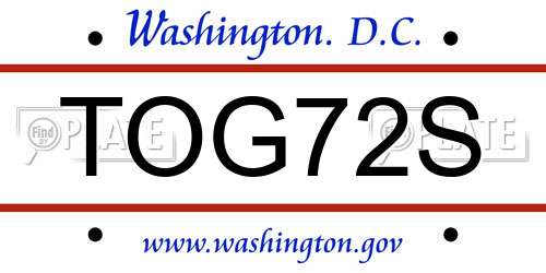 TOG72S District Of Columbia License Plate