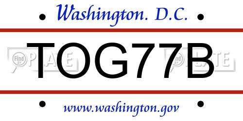 TOG77B District Of Columbia License Plate