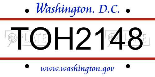 TOH2148 District Of Columbia License Plate