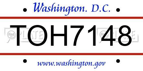 TOH7148 District Of Columbia License Plate