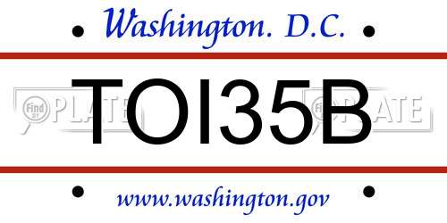 TOI35B District Of Columbia License Plate