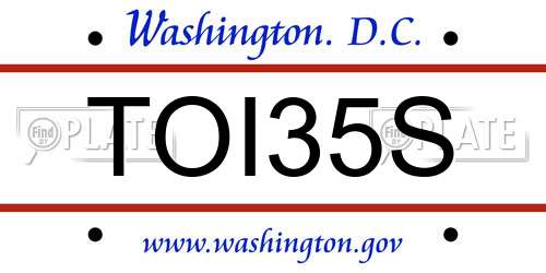 TOI35S District Of Columbia License Plate