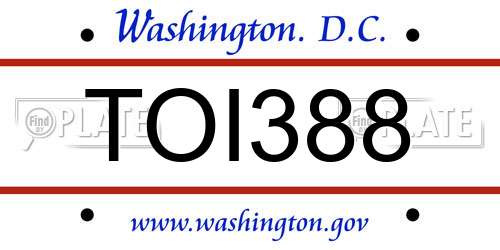 TOI388 District Of Columbia License Plate