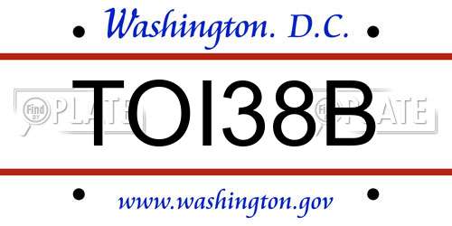 TOI38B District Of Columbia License Plate