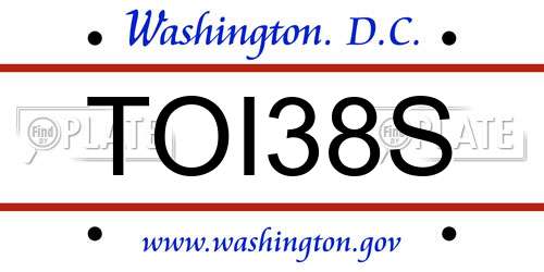 TOI38S District Of Columbia License Plate