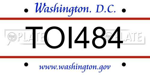 TOI484 District Of Columbia License Plate