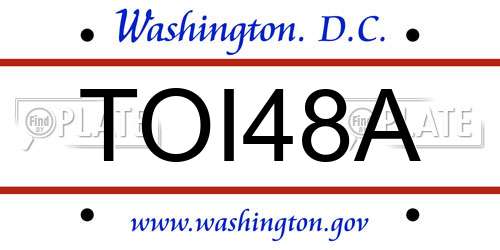 TOI48A District Of Columbia License Plate