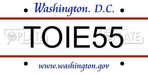 TOIE55 District Of Columbia License Plate