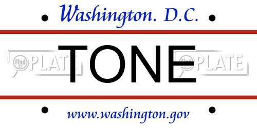 TONE District Of Columbia License Plate