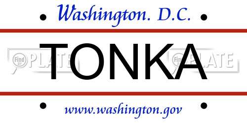 TONKA District Of Columbia License Plate