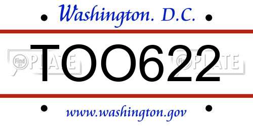 TOO622 District Of Columbia License Plate