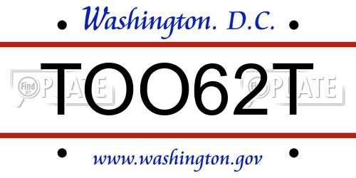 TOO62T District Of Columbia License Plate