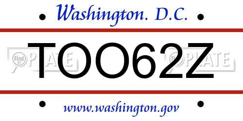 TOO62Z District Of Columbia License Plate