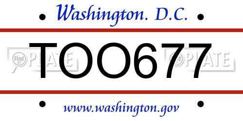 TOO677 District Of Columbia License Plate