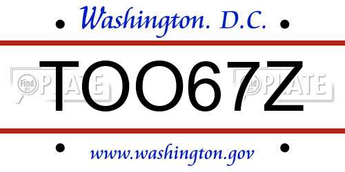 TOO67Z District Of Columbia License Plate
