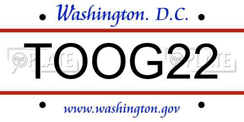 TOOG22 District Of Columbia License Plate
