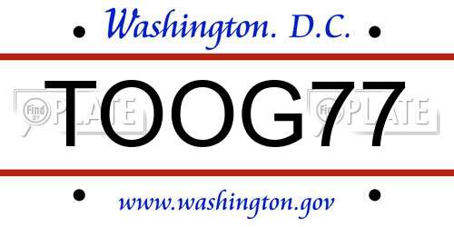 TOOG77 District Of Columbia License Plate