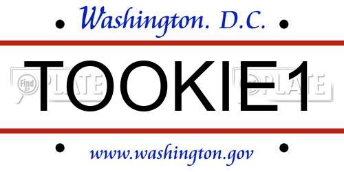 TOOKIE1 District Of Columbia License Plate