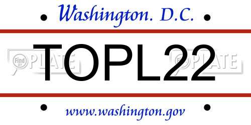 TOPL22 District Of Columbia License Plate