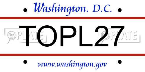 TOPL27 District Of Columbia License Plate