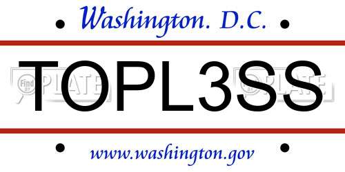 TOPL3SS District Of Columbia License Plate