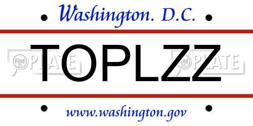 TOPLZZ District Of Columbia License Plate