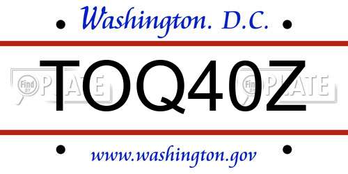 TOQ40Z District Of Columbia License Plate