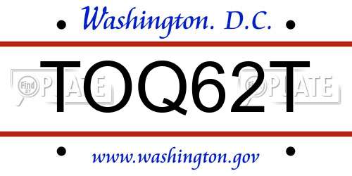 TOQ62T District Of Columbia License Plate
