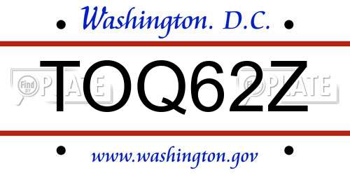 TOQ62Z District Of Columbia License Plate