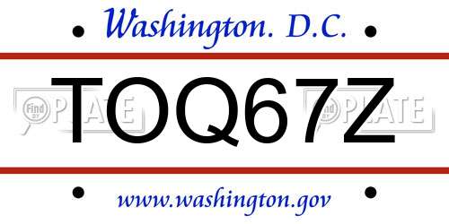TOQ67Z District Of Columbia License Plate