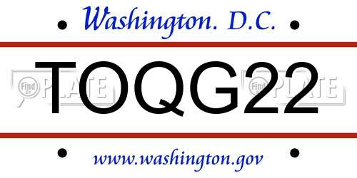 TOQG22 District Of Columbia License Plate