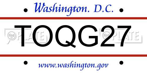 TOQG27 District Of Columbia License Plate