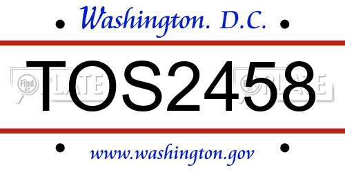 TOS2458 District Of Columbia License Plate