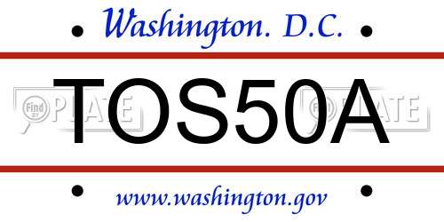 TOS50A District Of Columbia License Plate