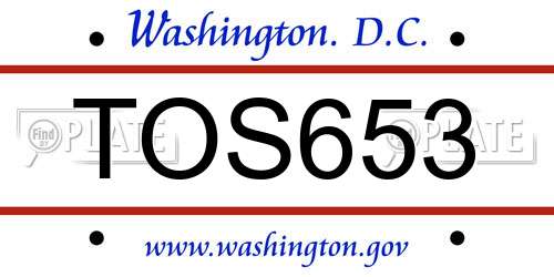 TOS653 District Of Columbia License Plate