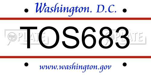 TOS683 District Of Columbia License Plate